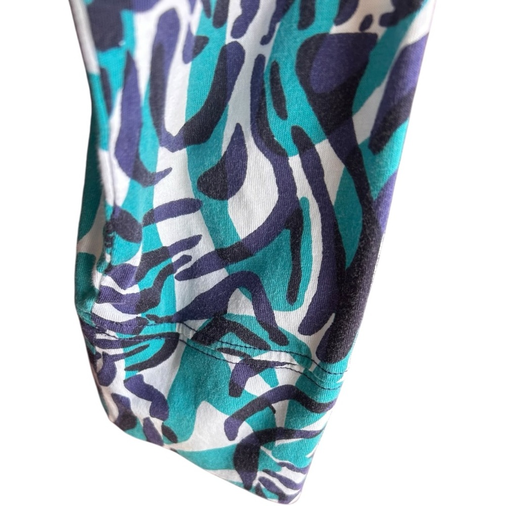 Lilly Pulitzer Marlowe Pima cotton turquoise white navy blue white zebras Sz XS - Picture 4 of 8